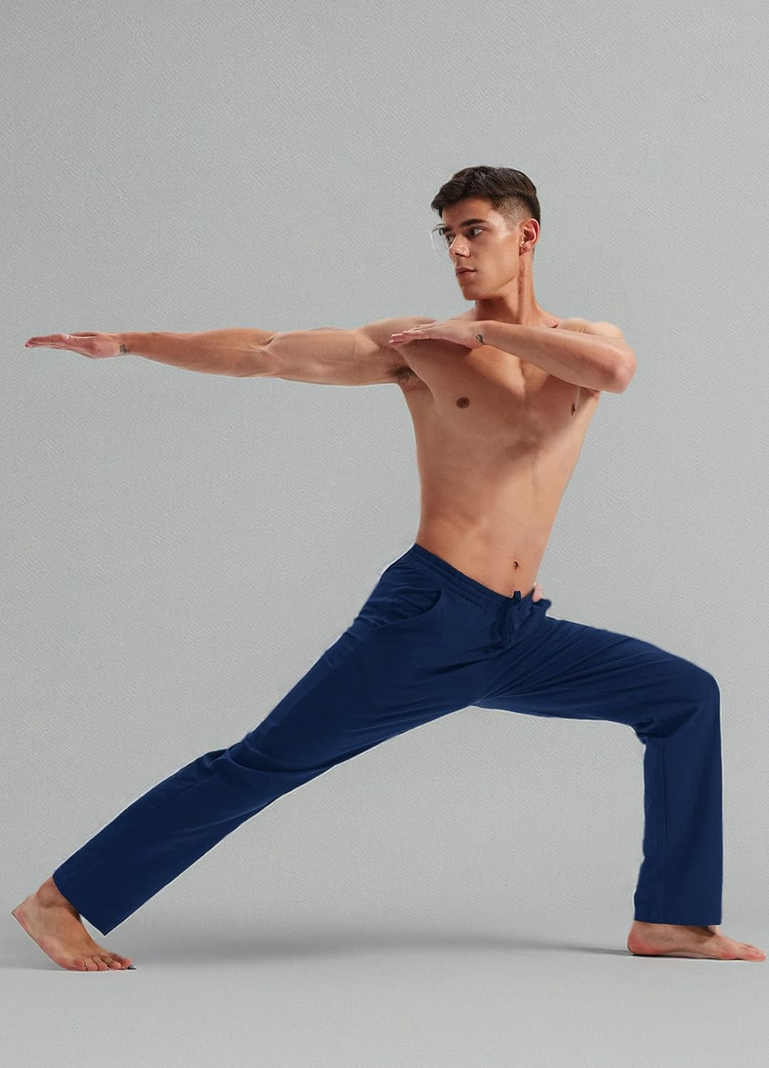 Men'S Cotton Yoga Sweatpants Athletic Pants Open Bottom Exercise Lounge Pants Loose Male Sweat Pants with Pockets