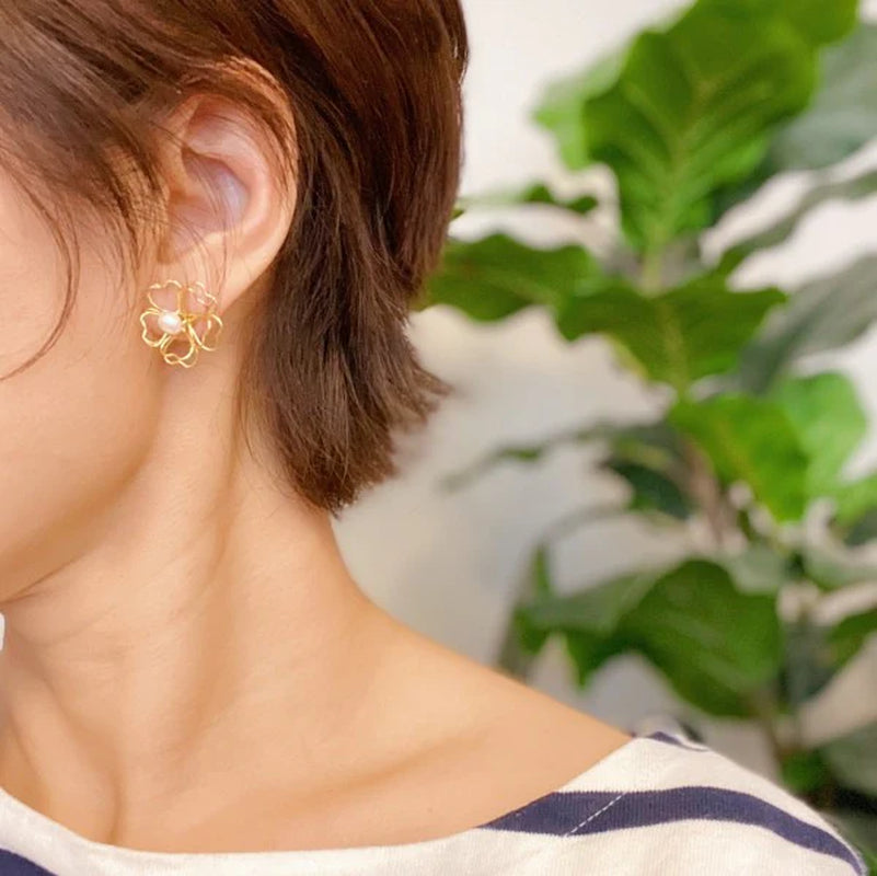 Heart Petals with Freshwater Pearl Earrings