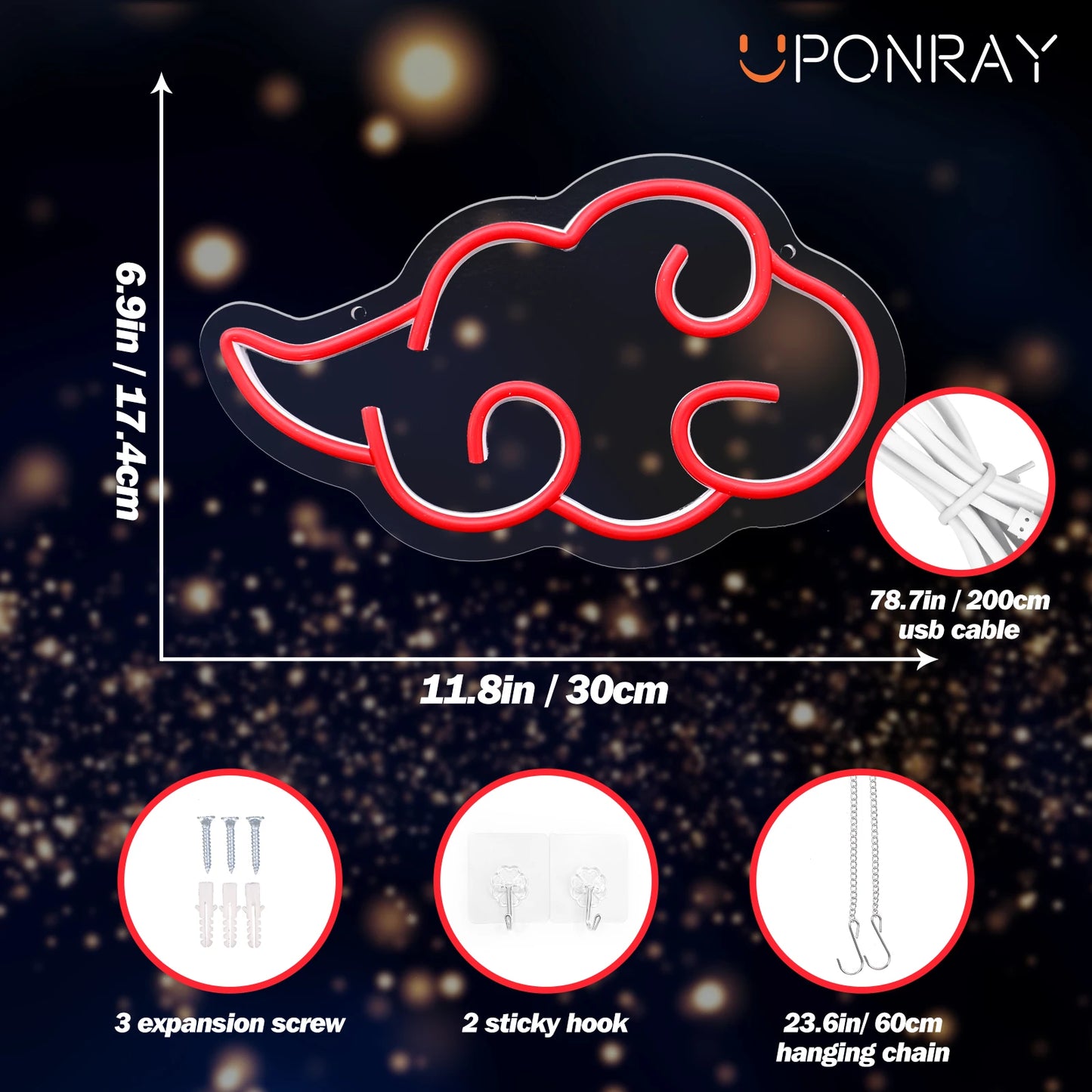 Cloud Shape Neon Sign Dimmable Night Light Wall Hanging Decor LED Neon Sign Party Wedding Bedroom Decoration USB Powered