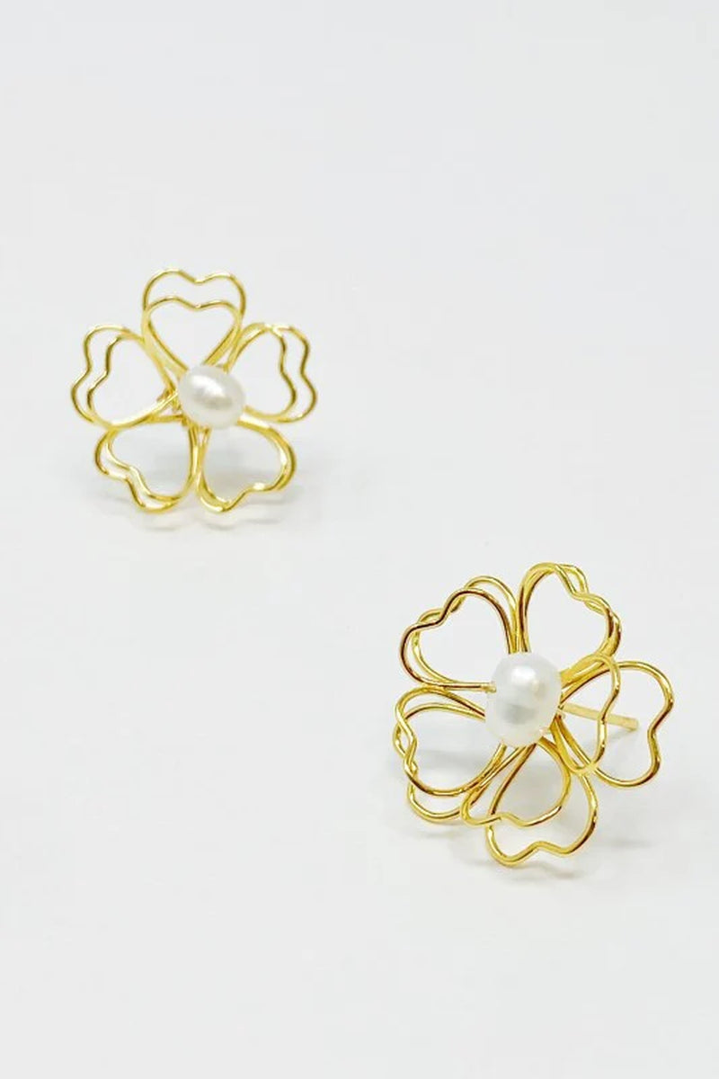 Heart Petals with Freshwater Pearl Earrings