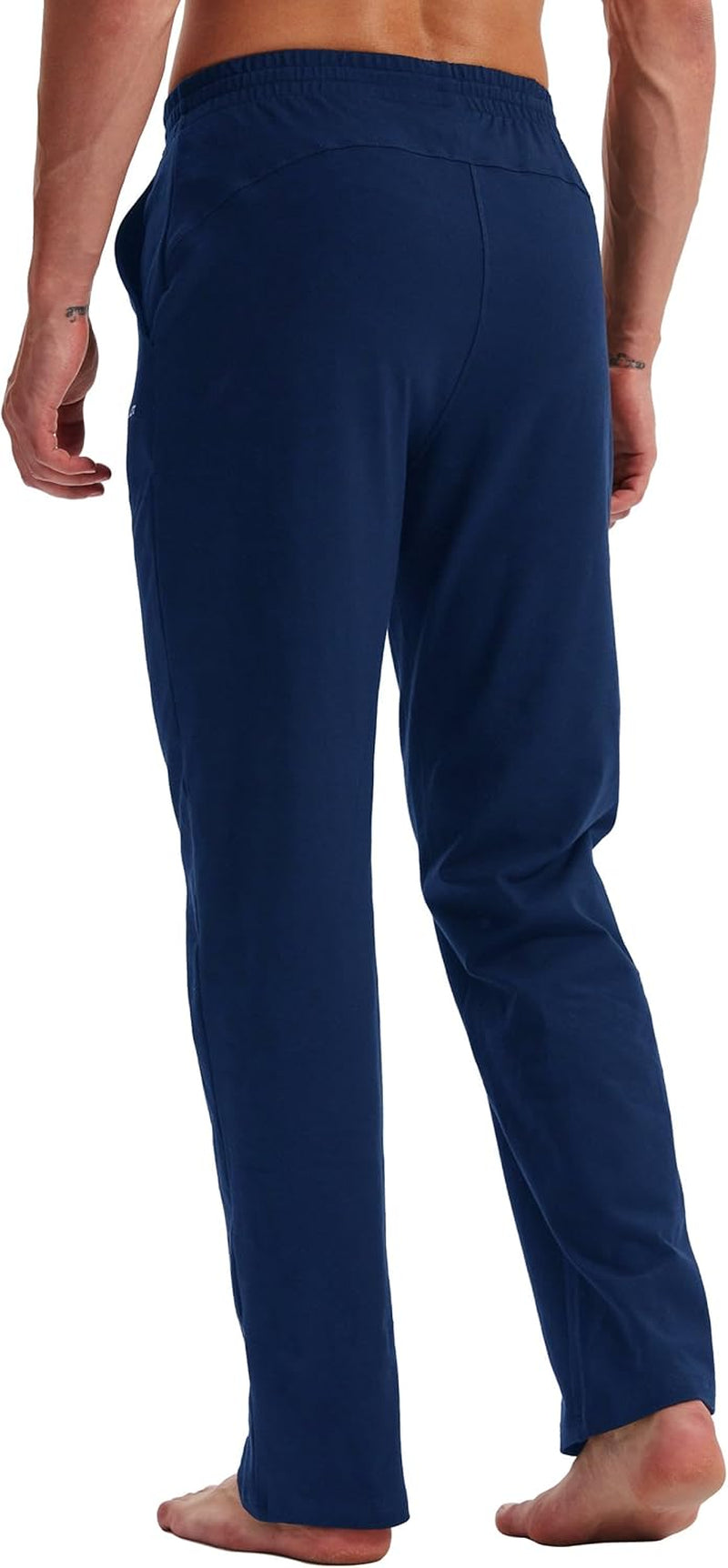 Men'S Cotton Yoga Sweatpants Athletic Pants Open Bottom Exercise Lounge Pants Loose Male Sweat Pants with Pockets