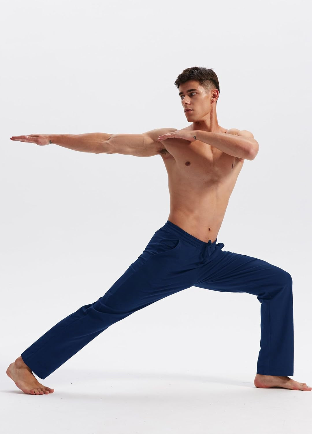 Men'S Cotton Yoga Sweatpants Athletic Pants Open Bottom Exercise Lounge Pants Loose Male Sweat Pants with Pockets